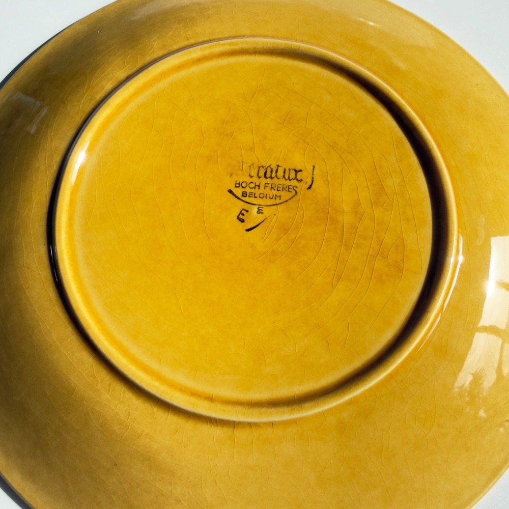 Boch Freres Keratux Divided Plate Ceramic Yellow 9.5in Vintage Belgium MCM - Picture 5 of 9